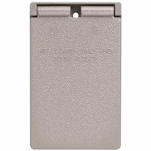 CA26GV Cast Weatherproof Decorator/GFCI Vertical Cover, Self-Closing, Gray