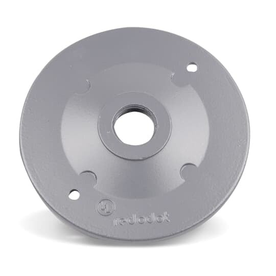 SJ-11 Red Dot Jumbo Lamp Holder Cover With Gasket, Screw and Plug, 4-1/2 in Dia, Blank Cover, Die Cast Aluminum