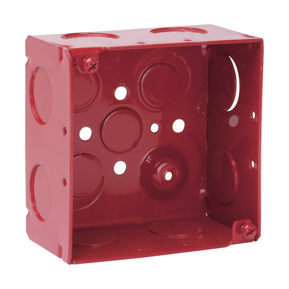 TP432RED TP Deep Welded Outlet Box, Steel, 30.3 cu-in Capacity, (13) Knockouts, 4 in H x 4 in W x 2-1/8 in D