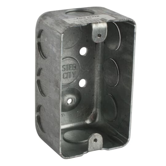 68361-1/2 Steel City Drawn Style Utility Box, Steel, 17 cu-in Capacity, 1 Gangs, 1 Outlets, 10 Knockouts