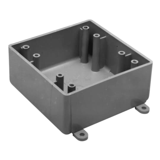 E9802 Carlon F Series Type FS Hubless Non-Metallic Rigid Shallow Style Device Box, 32 cu-in Capacity, 2 Gangs, 5.1 in H x 5.1 in W x 1.98 in D
