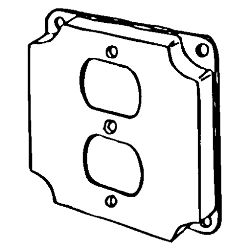 8365N Raised Square Box Cover, 4 in L x 4 in W x 1/2 in D, Duplex Receptacle Cover, Steel