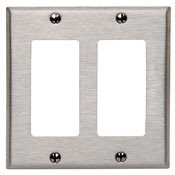 84409-40 Decora Standard Size Combination Wall Plate, 2 Gangs, 4.56 in W x 4.5 in H, 302 Stainless Steel