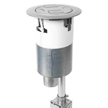 4ATCP2CRAA Evolution 4AT Dual Service Pre-Wired Recessed Poke-Through Assembly With Surface Style Cover, 4 in Hole, 2 Gangs, Plastic/Steel