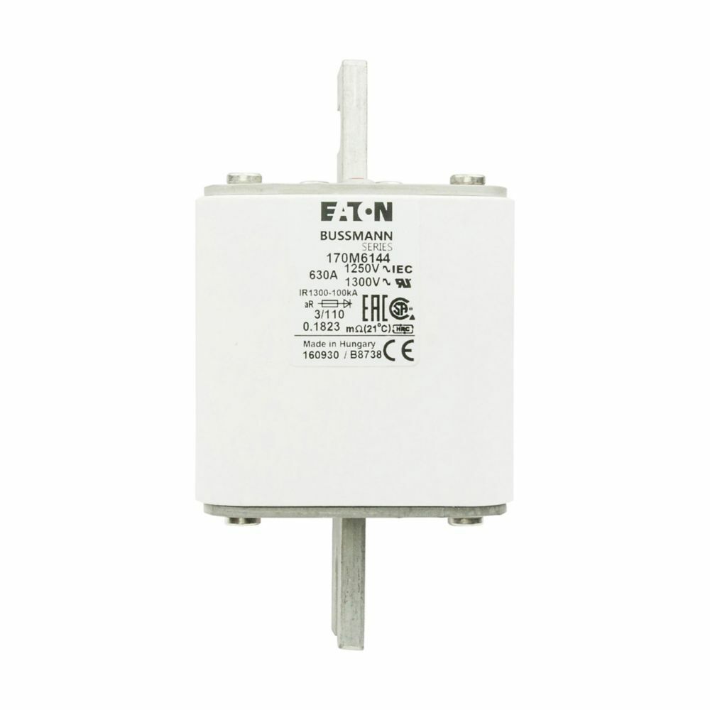 170M6144 Semi-Conductor High Speed Fuse, 630 A, 1.25 kV, 100 kA Interrupt, Class: aR, Square Body