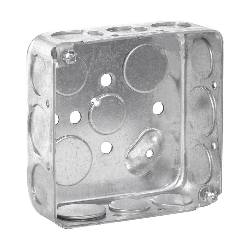 TP414 TP Drawn Outlet Box, Steel, 21 cu-in Capacity, (17) Outlets, (17) Knockouts, 4 in H x 4 in W x 2-1/2 in D