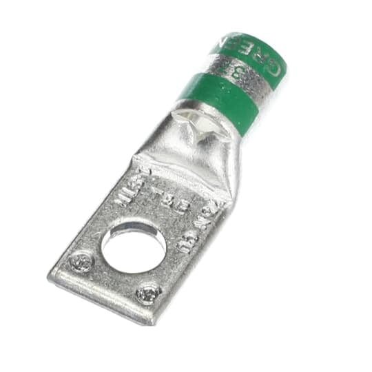 54147 Color-Keyed 54100 1-Hole Non-Insulated Compression Lug With Peep Hole, 1 AWG Copper Conductor, Die Code: 37, 5/16 in Stud, Copper