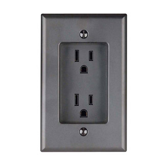 689-E 1-Gang Duplex Straight Blade Receptacle, 125 V AC, 15 A, 2 Poles, 3 Wires, Black