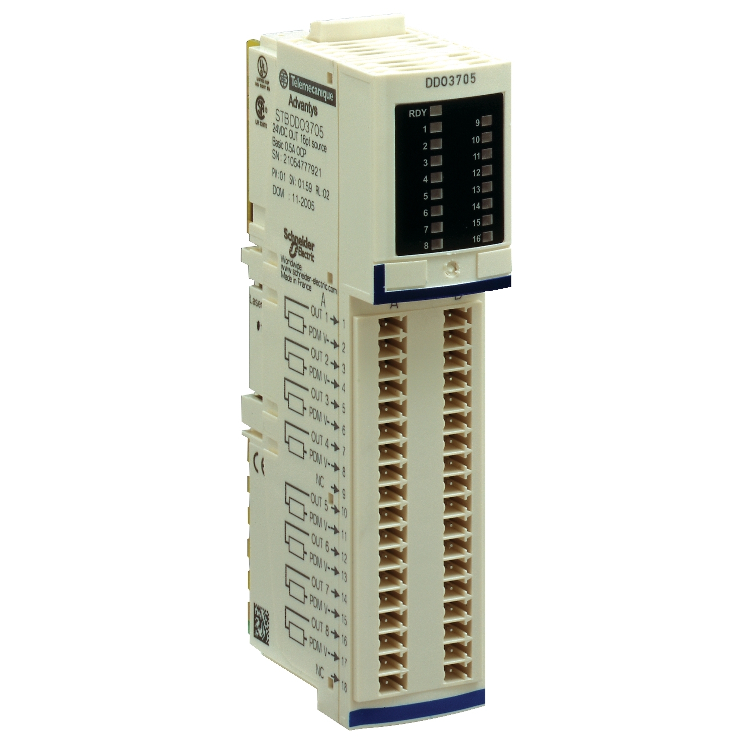 STBDDO3705 Modicon Basic Solid State Digital Output Module, 16 Inputs, 16 Outputs