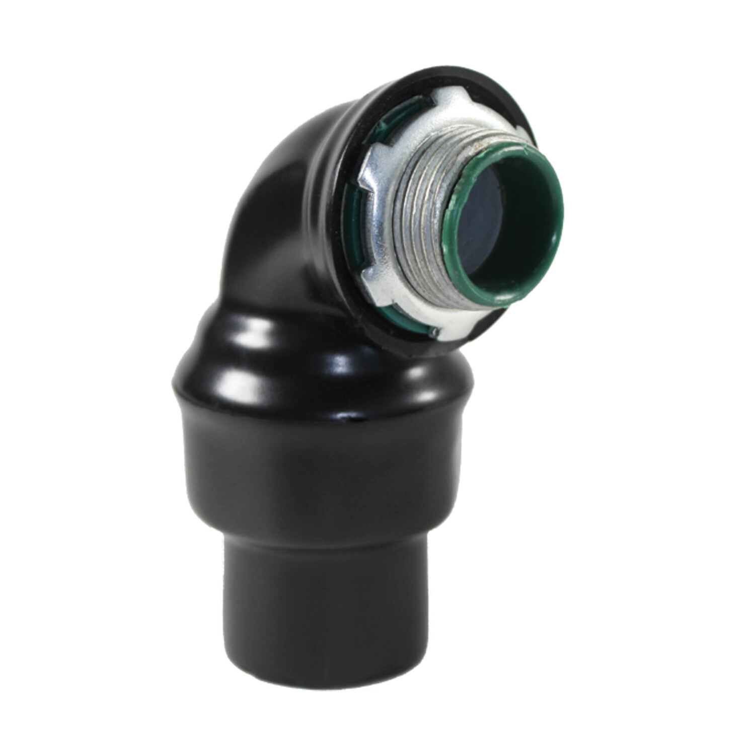 PV0700LT7590 Liquid Tight Conduit Connector, 3/4 in Trade, 90 deg, Steel, Galvanized/PVC Coated