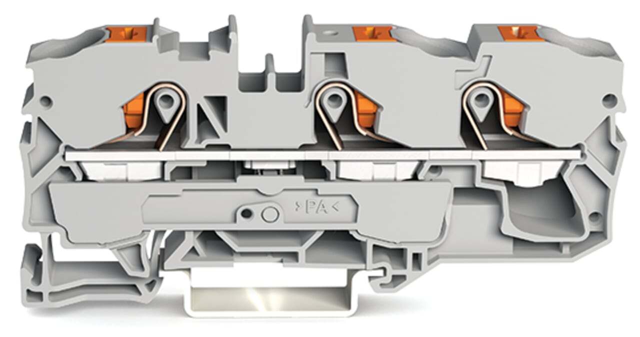 2210-1301 2210 3-Conductor Terminal Block, 800 V, 57 A, 20 to 6 AWG Wire, DIN Rail Mounting