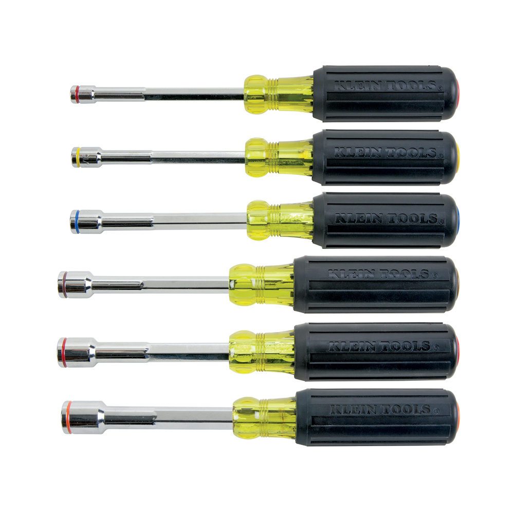 635-6 Heavy Duty Magnetic Nutdriver Set, 1/4 to 9/16 in, 6 Pieces, 9-1/8 to 9-11/16 in OAL, Cushion Grip Handle, Steel