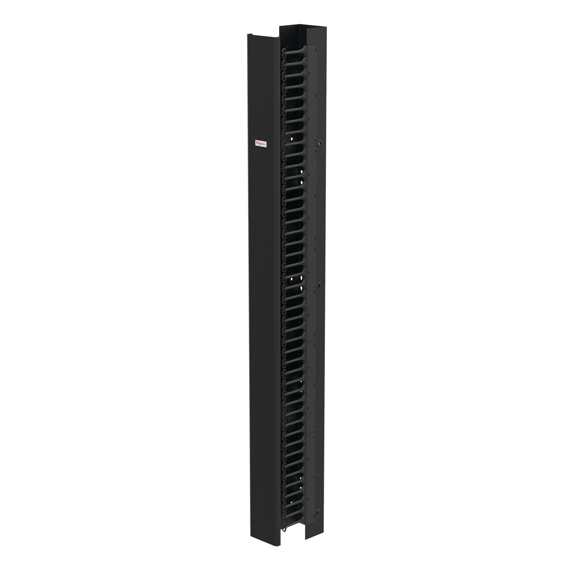 EC6S7 CableTek DOFRY 1-Sided Vertical Finger Cable Manager, 84 in H x 9 in W x 6 in D, Steel, Black
