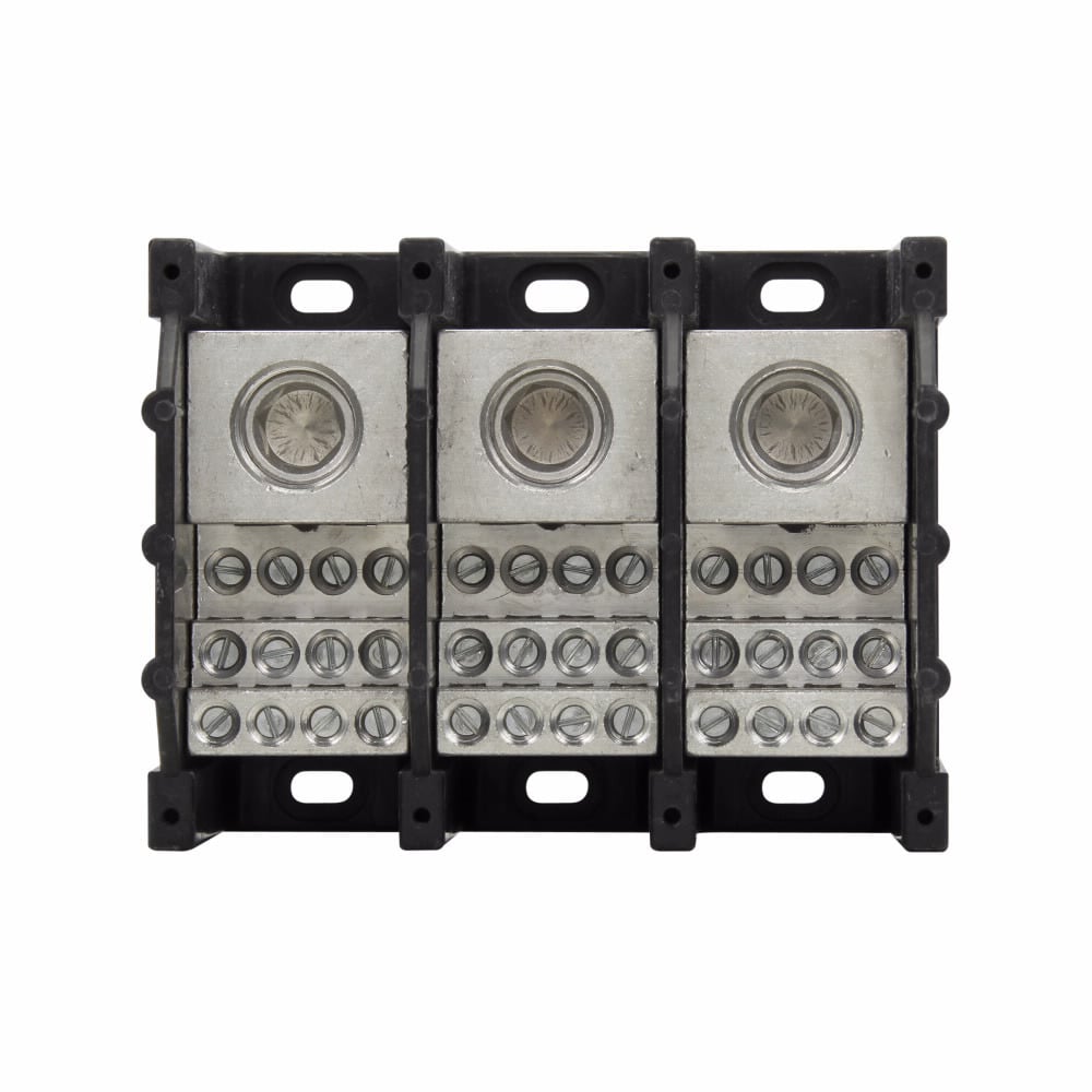 16376-2 Power Distribution Block, 600 V AC/DC, 420 A, 2 Poles, 2 AWG to 600 kcmil Cu/Al Line, 8 to 2 AWG Al, 14 to 2 AWG Cu, 8 to 1/0 AWG Al, 14 to 1/0 AWG Cu Load Wire, Thermoplastic