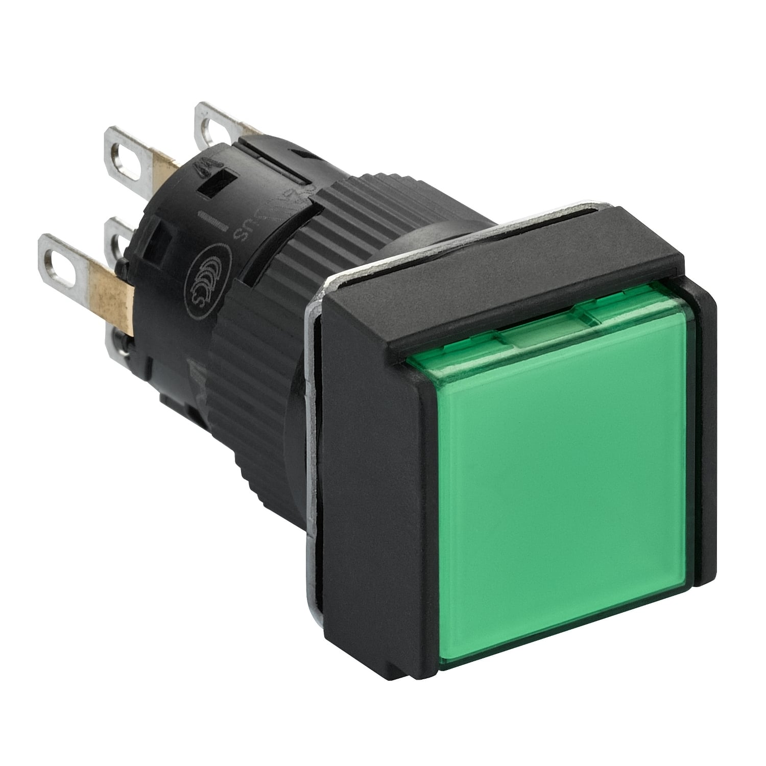 XB6ECW3B2P Harmony Monolithic Square Illuminated Pushbutton, 16 mm, 2NO-2NC Contact, Snap Action Contact, Green