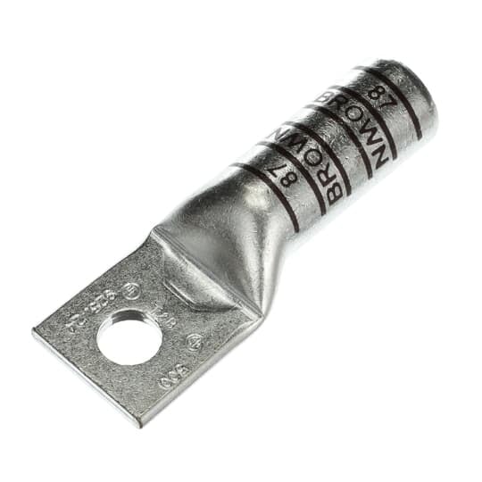 54919BE Color-Keyed 54900 1-Hole Non-Insulated Compression Lug, 500 kcmil Stranded Copper Conductor, Die Code: 87, 5/8 in Stud, Copper