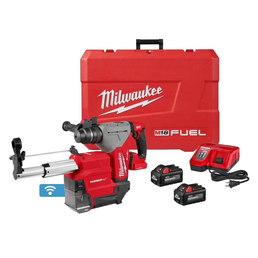 2915-22DE M18 FUEL Cordless Rotary Hammer Kit With ONE-KEY, HAMMERVAC Dedicated Dust Extractor Kit, 1-1/8 in Keyless/SDS Plus Chuck, 18 V, 800 rpm No-Load, Li-Ion Battery