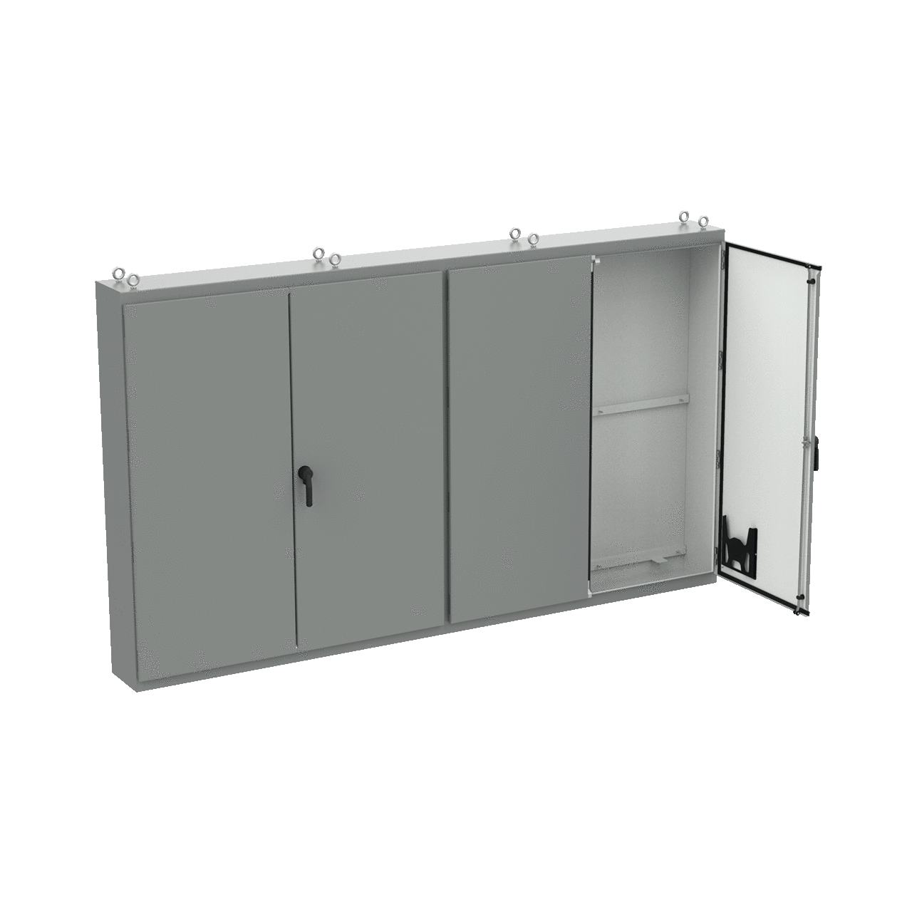 A86M4E20LP A27 4-Door Enclosure, 86.12 in L x 149.19 in W x 20.12 in D, NEMA 12/IP55 NEMA Rating, Steel