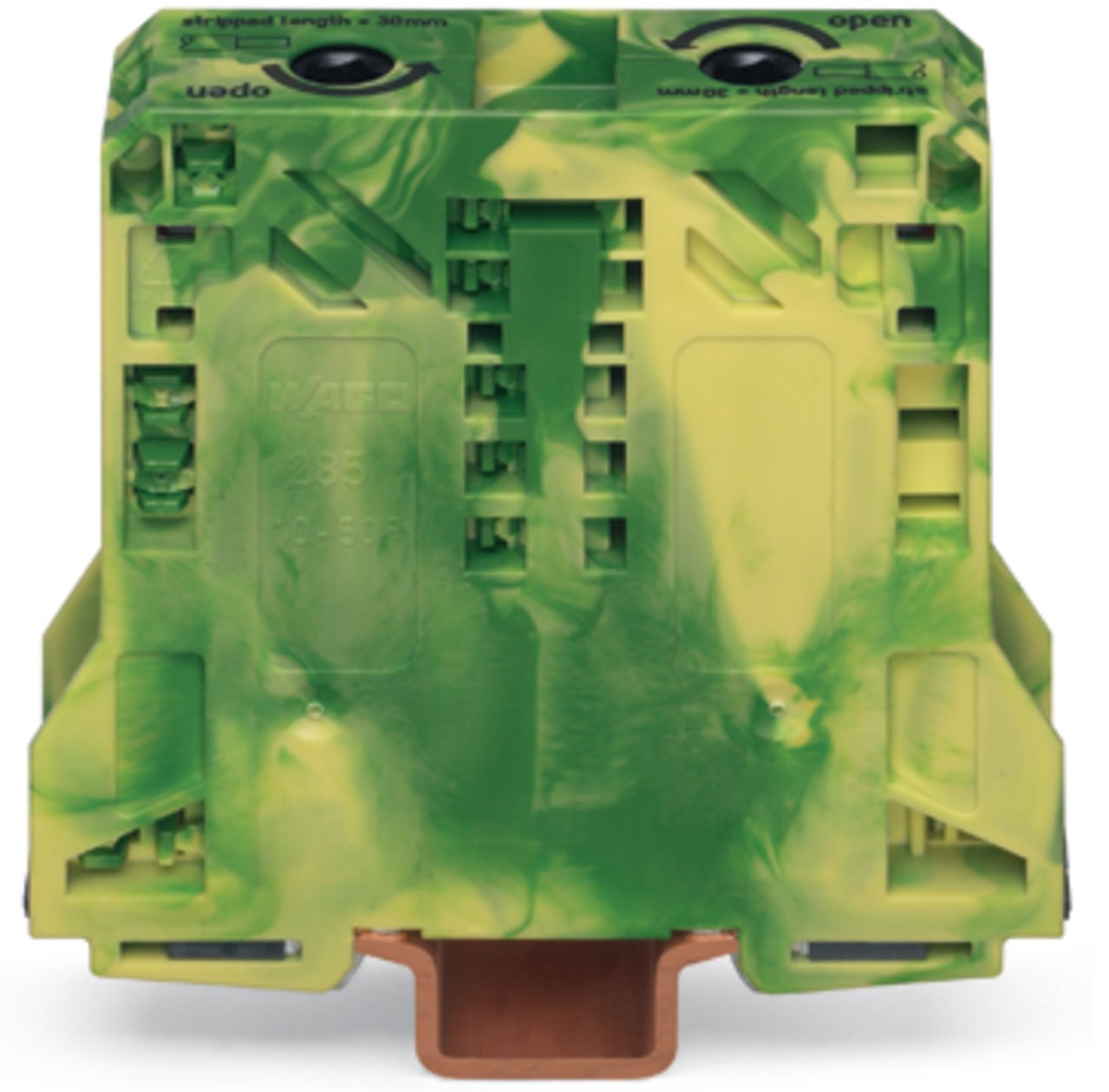 285-157 Operating Tool Ground Terminal Block, 8 to 1/0 AWG Wire, 1 Poles, DIN Rail Mount
