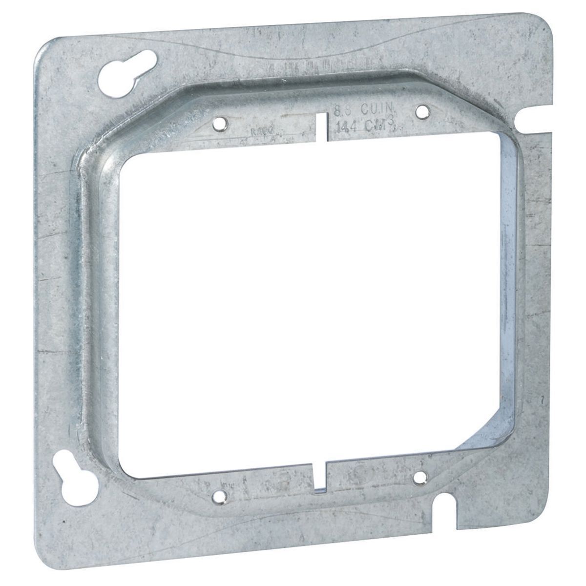 HBL840 2-Gang Folded Square Mud Ring, 4-11/16 in L, Steel, 3/4 in Raised