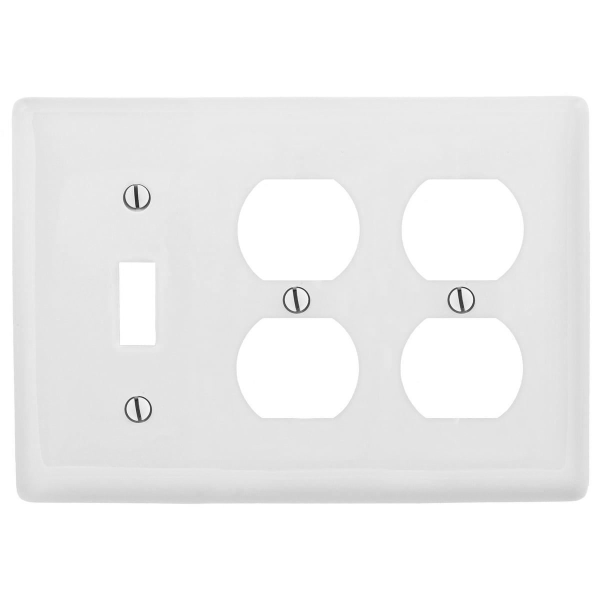 NP182W Standard Combination Wall Plate and Box Cover, 3 Gangs, 6.5 in W x 4.62 in H, Nylon, White