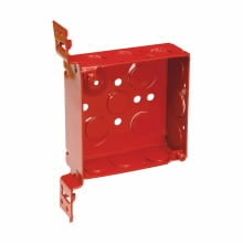 TP423RED TP Shallow Welded Outlet Box, Steel, 22 cu-in Capacity, (15) Knockouts, 4 in H x 4 in W x 1-1/2 in D