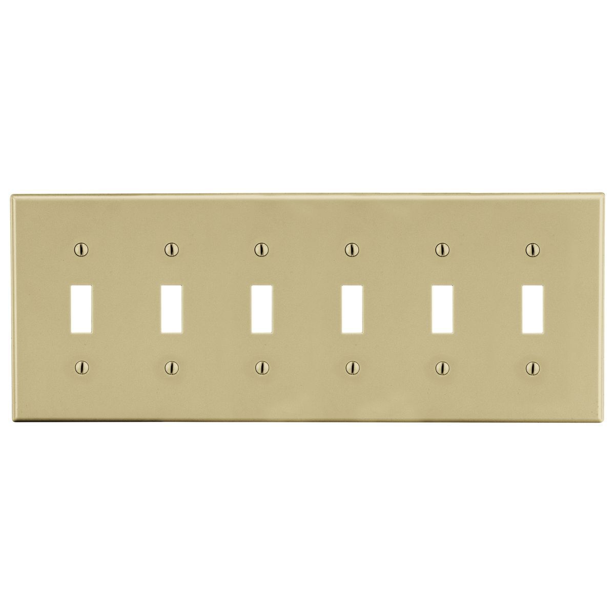 P6I Non-Metallic Standard Wall Plate, 6 Gangs, 11.94 in W x 4.63 in H, Polycarbonate Thermoplastic, Ivory