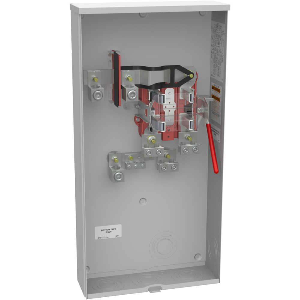 U1797-O-K3L-K2L-IL Single Position Meter Socket, 320 Amp, 1 Phase, Ringless, Lever, 4 Term, UG, 600V, Barrel Lock Provision