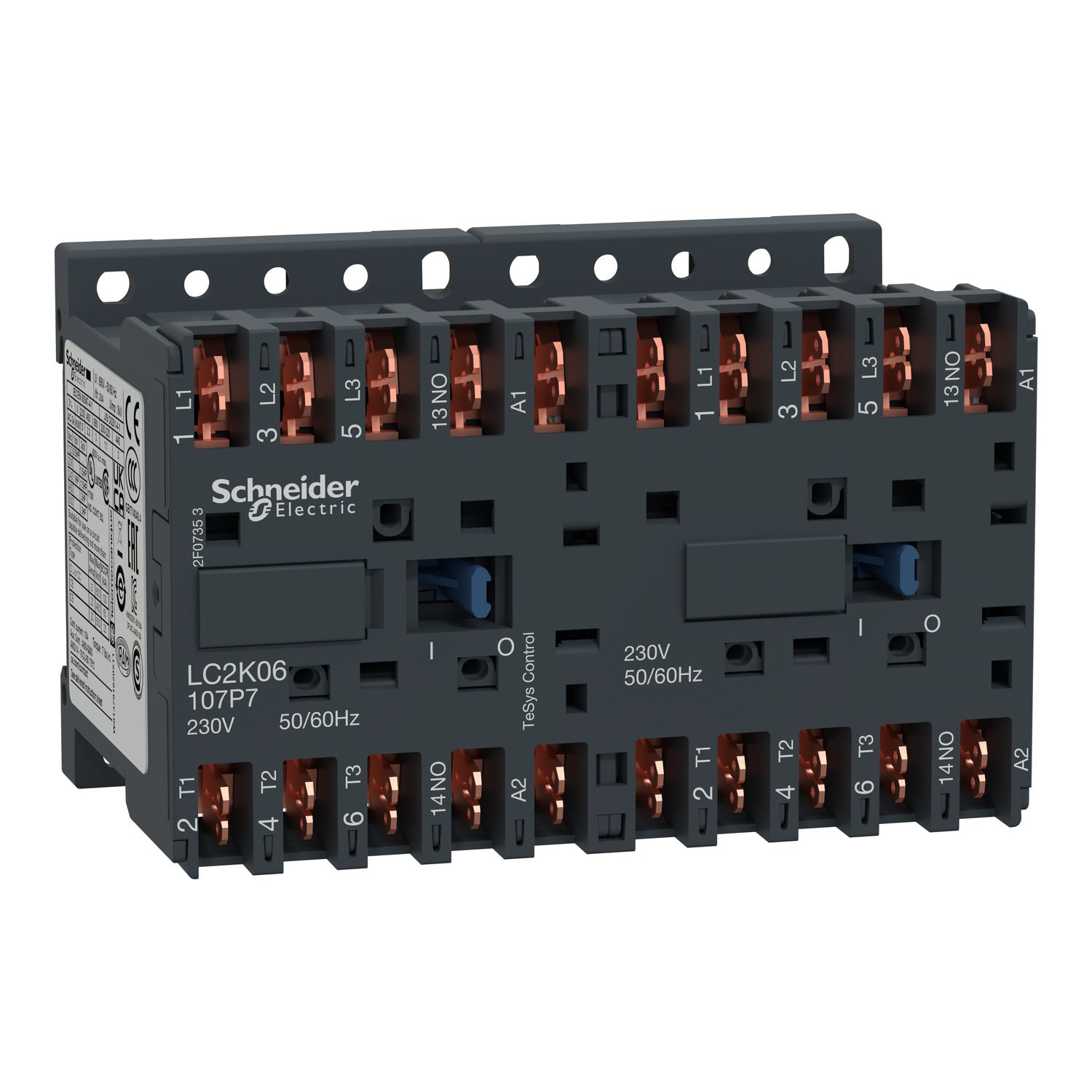 LC2K12107B7 TeSys K LC2K Reversing Miniature IEC Contactor, 24 V AC V Coil, 12/16/20 A, 3NO Contact, 3 Poles