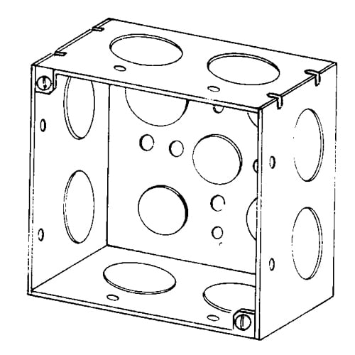 4SD-1 Square Box, Steel, 30.3 cu-in Capacity, (13) Outlets, (13) Knockouts, 4 in H x 4 in W x 2-1/8 in D