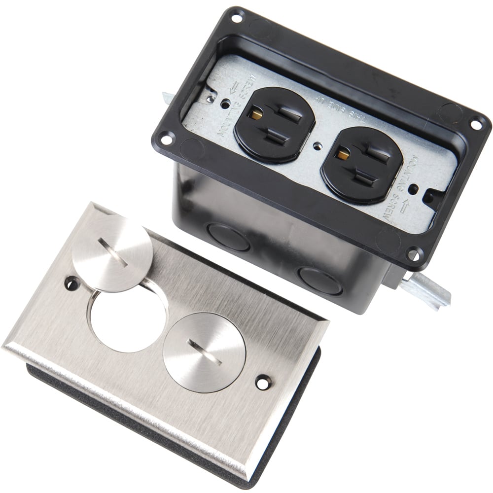 FB1TRDRN  Floor Box Assembly - One Gang for Wood Sub-Floors, Nickel