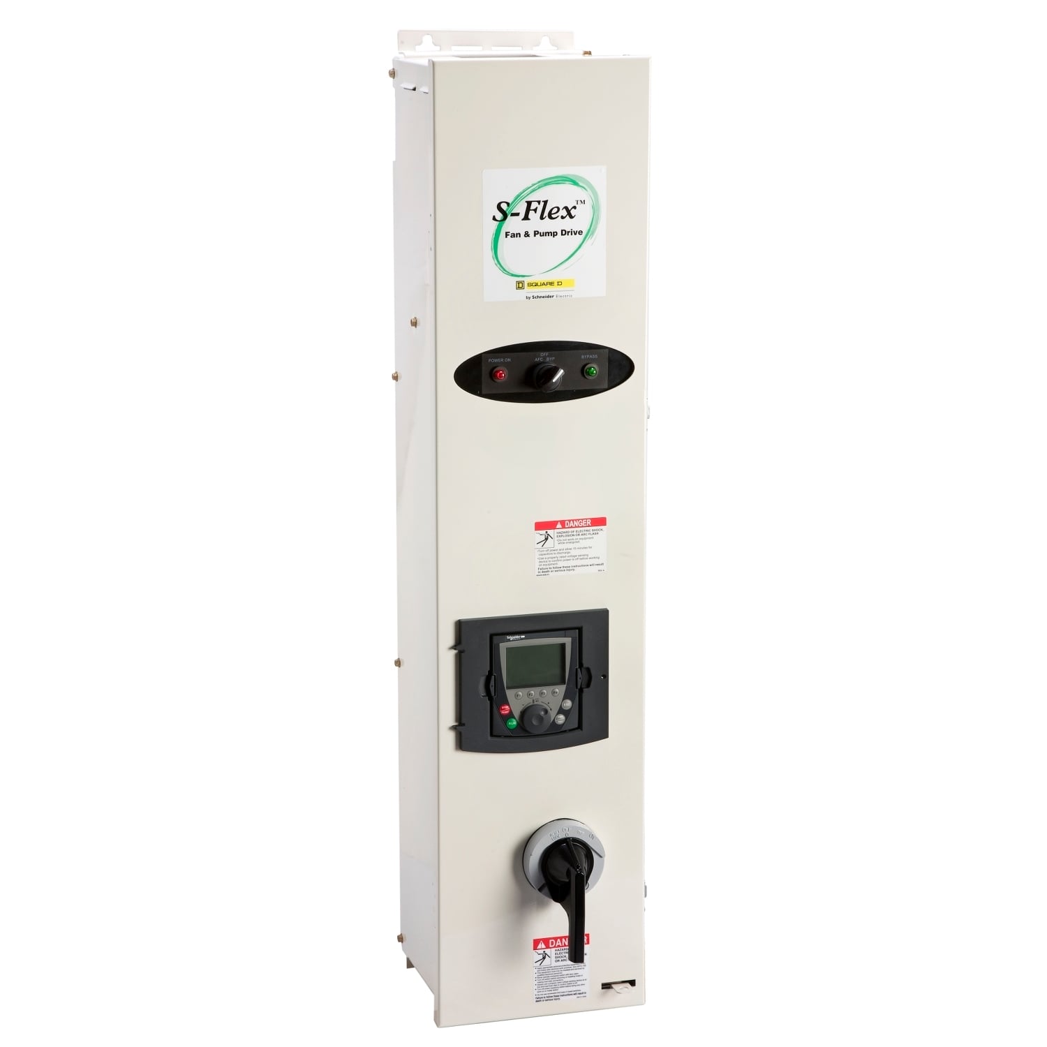 SFD212JG4YB07D07 S-Flex 212 3-Phase Enclosed AC Variable Torque Drive With Full Voltage Bypass, Line Contactor and Full Text Keypad, 480 VAC, 21 A, 15 hp, 9.038 in W x 10.141 in D