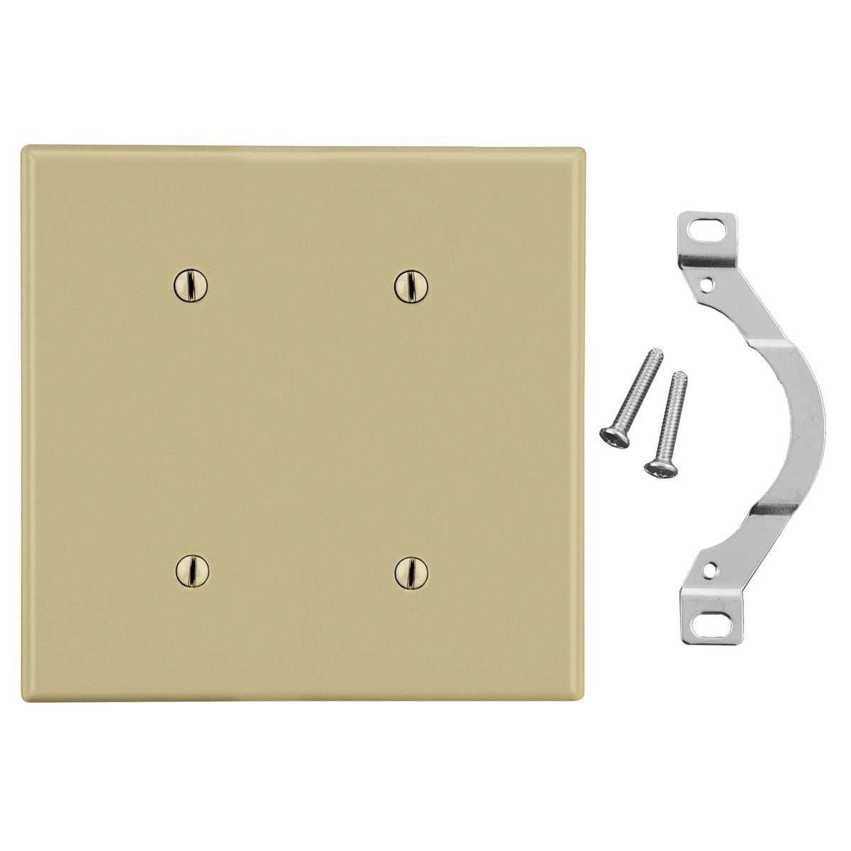 P24I Standard Wall Plate, 2 Gangs, 4.69 in W x 4.63 in H, Polycarbonate Thermoplastic, Ivory