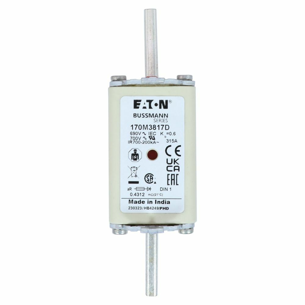 170M3817D Semi-Conductor High Speed Fuse, 315 A, 690 V, 200 kA Interrupt, Class: aR, Square Body