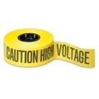 Barricade Tape, Yellow, Legend CAUTION HIGH VOLTAGE, 3 inch width, 1000 Feet.  Polyethylene 4 Mil Thick.