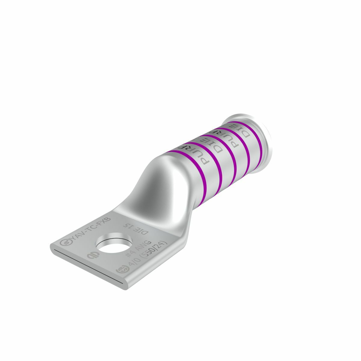 YAV28TC38FXB YAV-2TC-FXB 1-Hole Compression Lug, 4/0 AWG Stranded Copper Conductor, Die Code: 16, 3/8 in Stud, Tin Plated Copper
