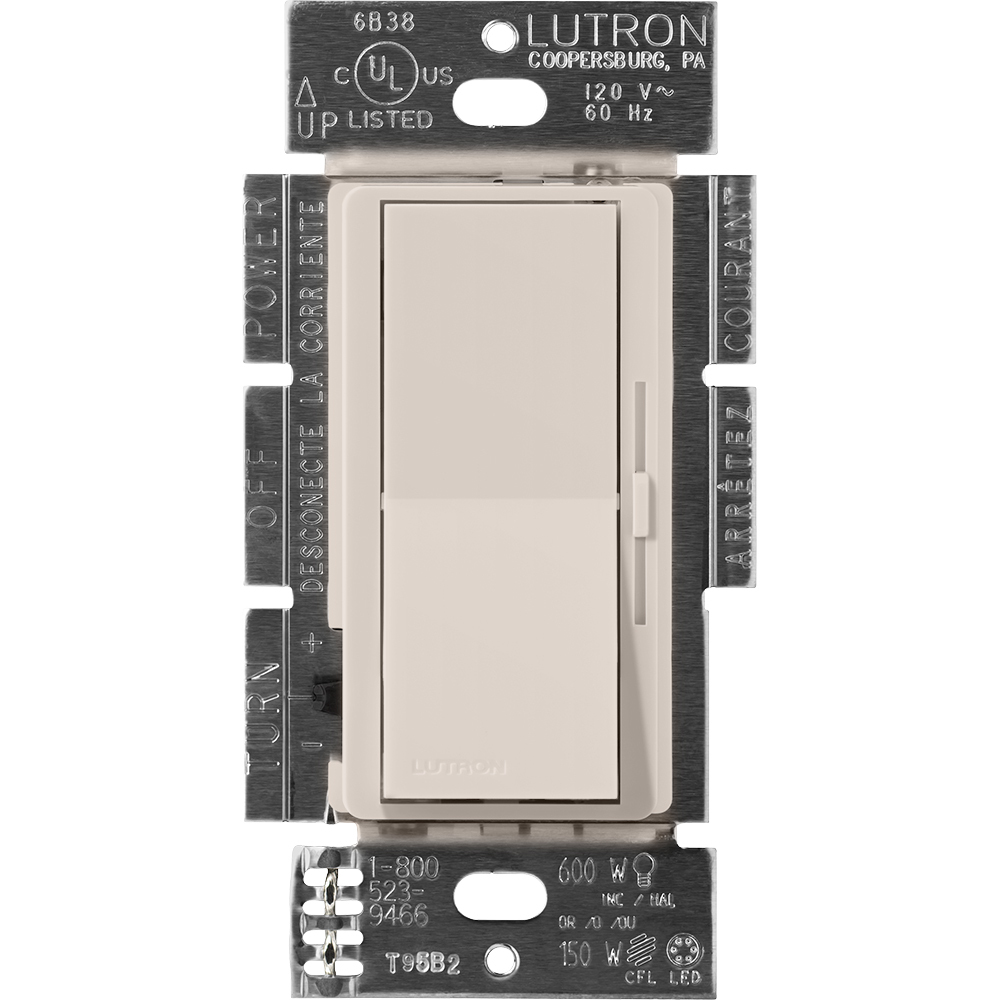 DVSCRP-253P-TP Diva Reverse-Phase Dimmer Switch with Night Light, 250W LED or 500W ELV, 1 Pole/3-Way, Neutral Required, 120V, Taupe
