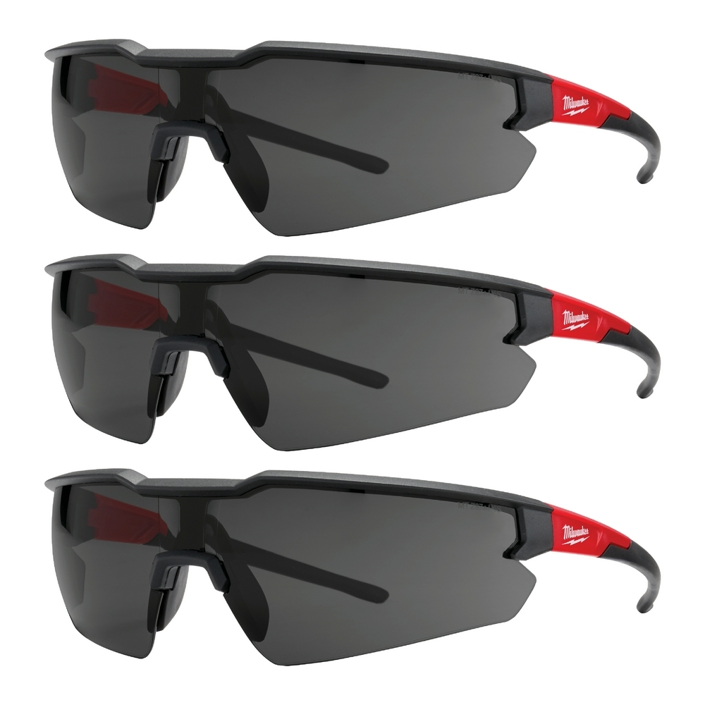 48-73-2054 Safety Glasses, Anti-Scratch, Tinted Lens, Black/Red, Plastic Frame, Polycarbonate Lens, ANSI Z87.1/CSA Z94.3