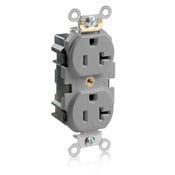 M5362-GYS Lev-Lok 1-Phase Duplex Heavy Duty Straight Blade Receptacle, 125 V AC, 20 A, 2 Poles, 3 Wires, Gray
