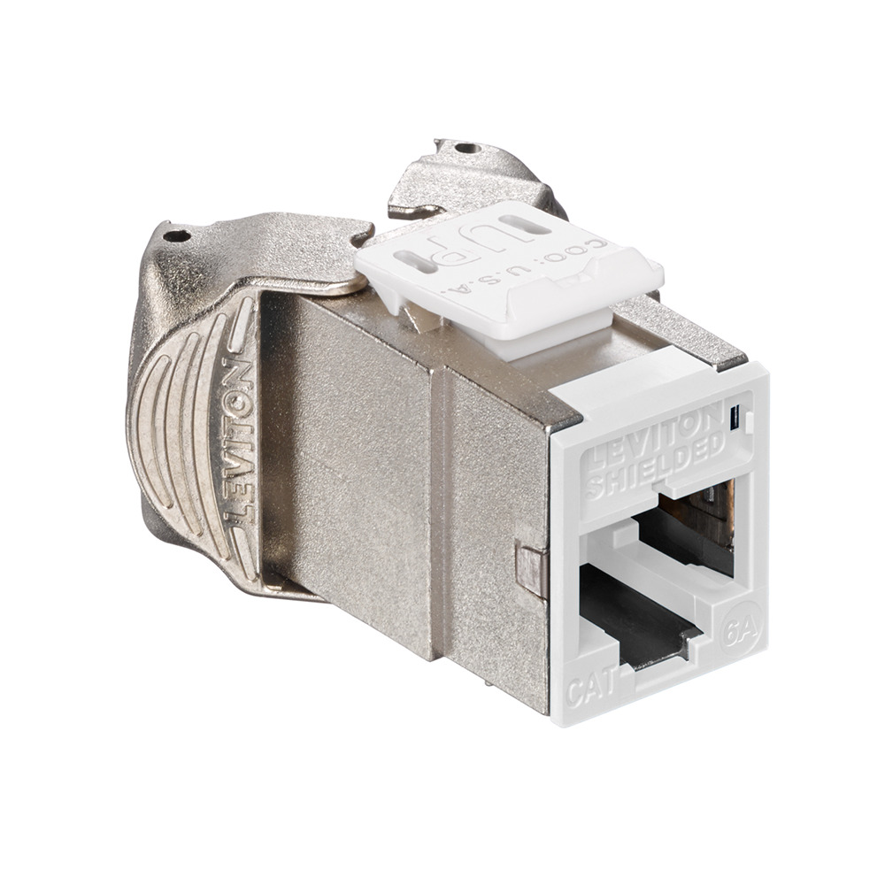 6ASJK-RW6 Atlast-X1 QuickPort Component Rated Shielded Connector, Cat 6a Module, Surface Mount, Die Cast Zinc, White