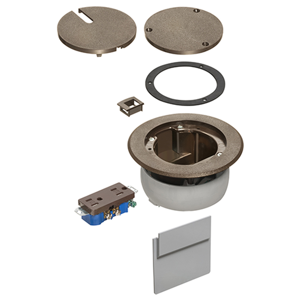 FLBC4560DBR InBox Non-Metallic Recessed Floor Box Cover Kit, 5.7 in Dia, Plastic