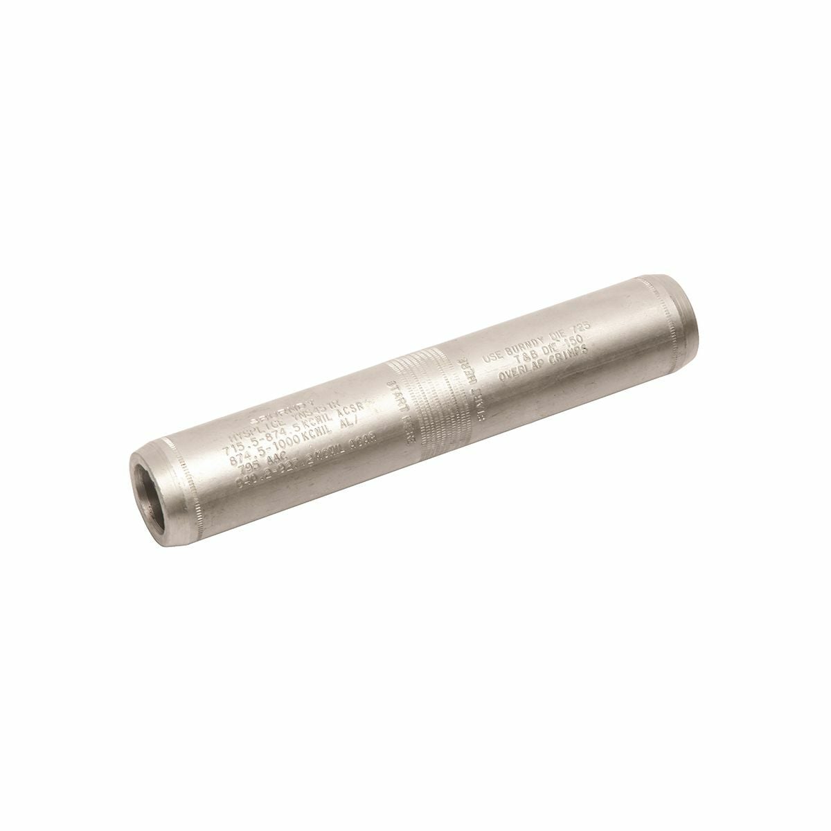 YNS451R Type YNS-R Jumper Loop Compression Sleeve, 715.5 to 874.5 kcmil, 750 to 1000 kcmil, 840.2 to 927.2 kcmil ACAR/ACSR/Commercial Stranded Aluminum Conductor, Die Code: 725, 10.04 in L, Aluminum