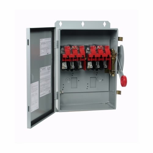 DH661UDK Heavy Duty Non-Fusible Dusttight Motor Circuit Single Throw Safety Switch, 600 V AC, 30 A, 5 hp, 10 hp, 15 hp, 20 hp, 30 hp, 6PST Contact, 6 Poles