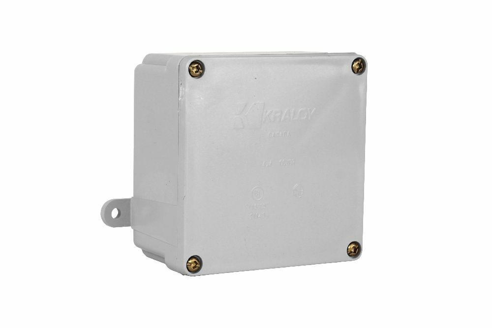 078242 Standard Junction Box, 4 in H x 4 in W x 2 in D, NEMA 1/2/3/3R/4/4X/5/6P NEMA Rating, PVC