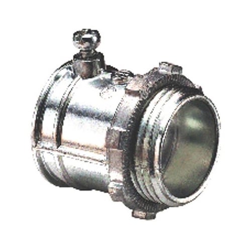 231-DC2 Non-Insulated Set Screw Connector, 3/4 in Trade, For Use With EMT Conduit, Die Cast Zinc, Ball Burnished/Mirror Smooth