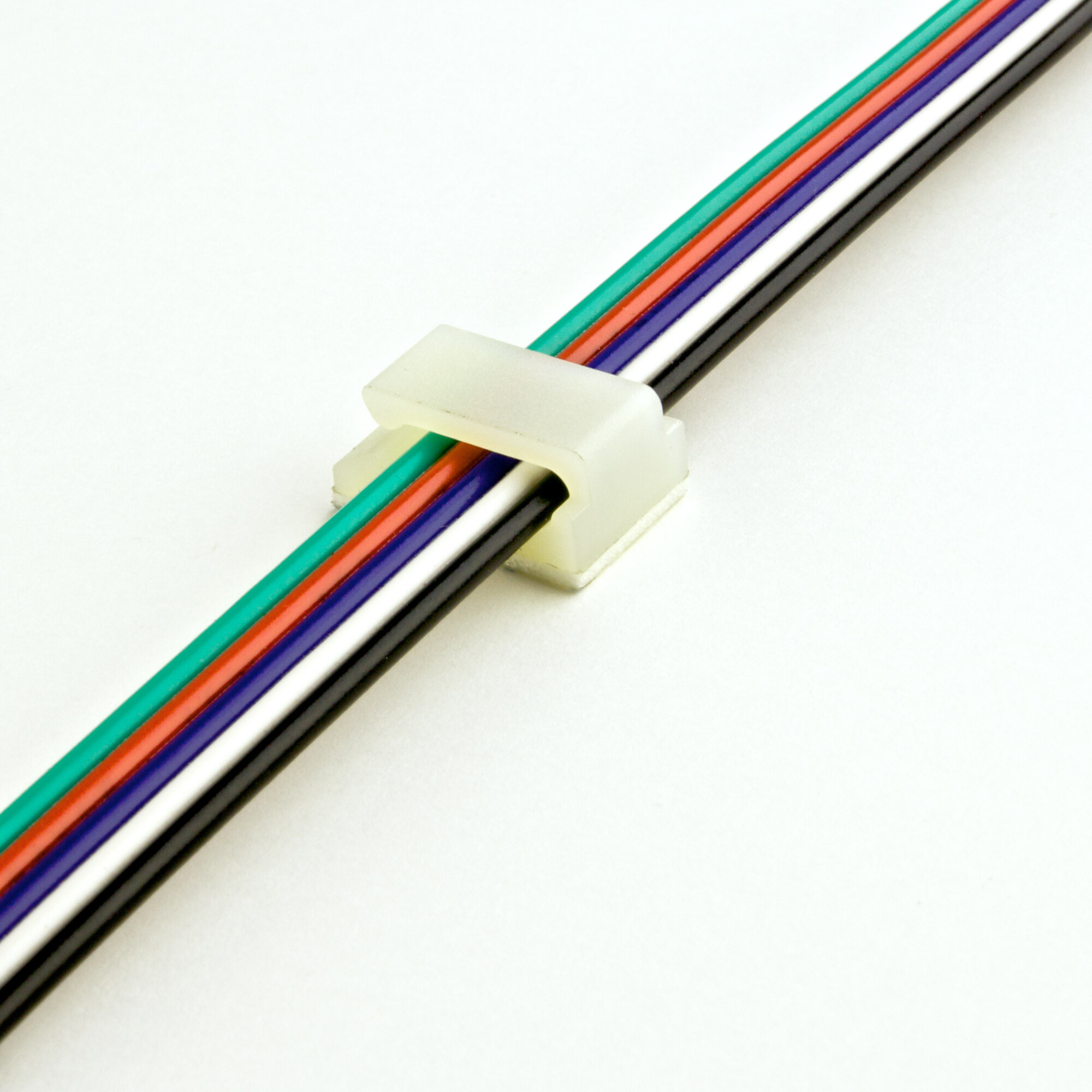 DI-WM-WC Indoor Wire Clip, For Use With 20/2, 20/3, 20/4, 20/5 AWG Wire, Double Adhesive Tape Mount, Polyamide, White
