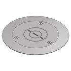 One-Piece Carpet Plate for Flush Service Floor Boxes, 5-3/4 Inch Diameter, 3/4 Inch and 2 Inch Plug Size, Aluminum