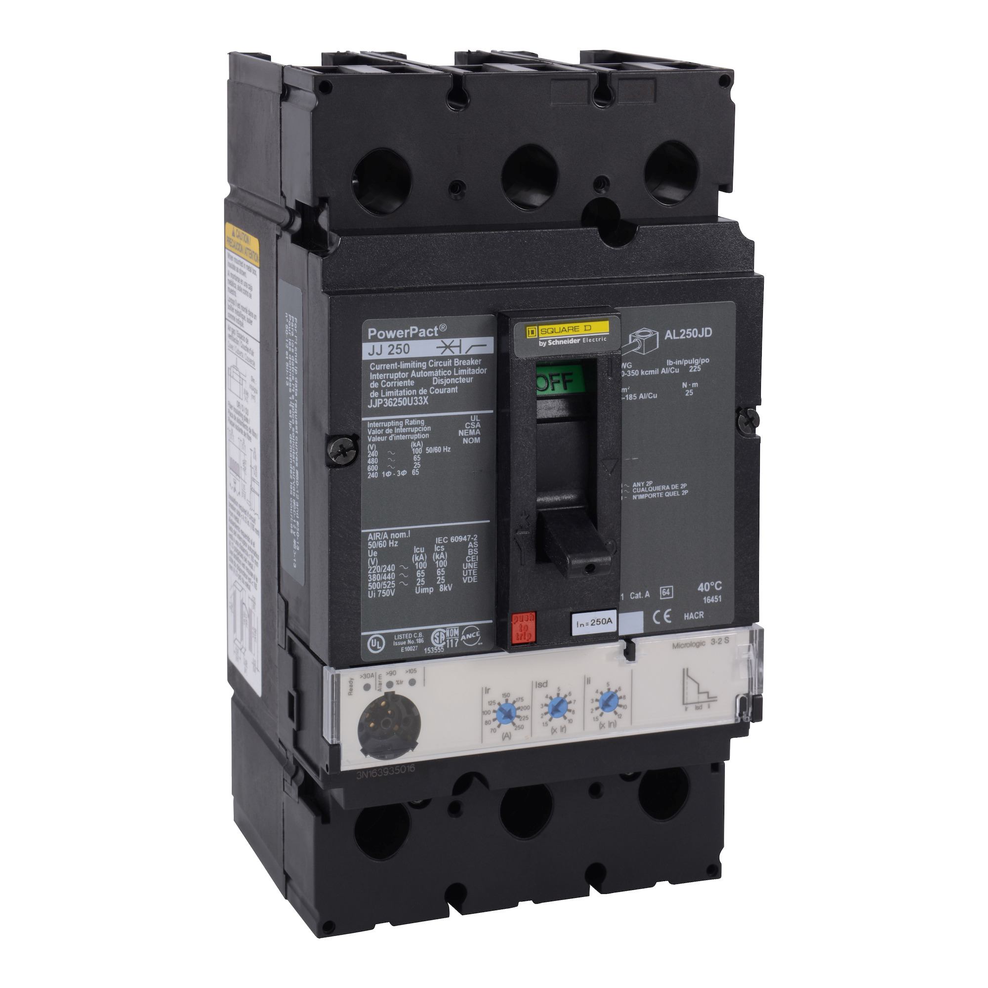 JJP36250U33X PowerPact J Circuit Breaker, 3 Poles