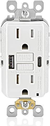 GUAC1-W GUAC Charger Outlet, 125 V AC, 15 A, 2 Poles, 5 Wires, White