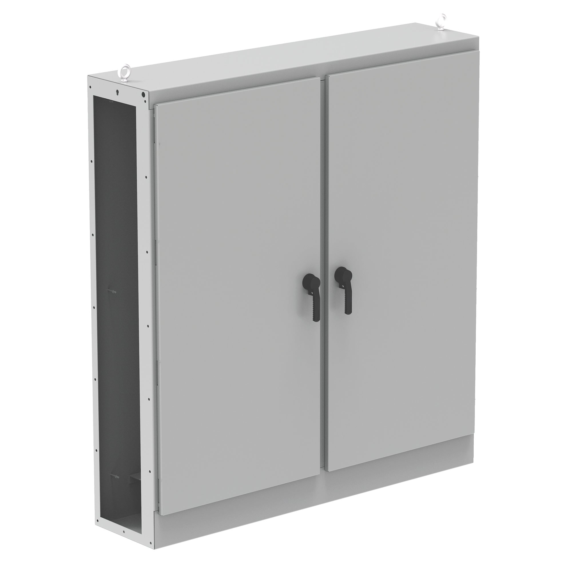 AU84X7824LSSLP 2-Door Left Side Open Modular Universal Enclosure, 39.76 in W x 24.13 in D x 84.13 in H, NEMA 3R/4/4X/12 Rating, 304 Stainless Steel